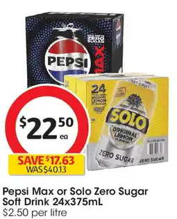 Coles Pepsi Max or Solo Zero Sugar Soft Drink offer