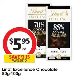 Coles Lindt Excellence Chocolate offer