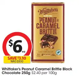 Coles Whittaker's Peanut Caramel Brittle Block Chocolate offer