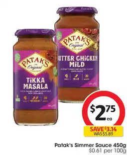 Coles Patak's Simmer Sauce offer