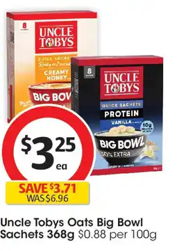 Coles Uncle Tobys Oats Big Bowl Sachets offer
