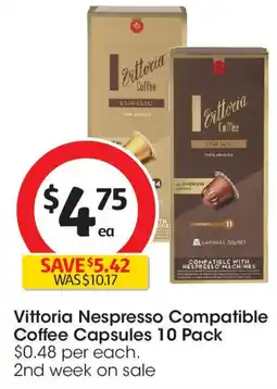 Coles Vittoria Nespresso Compatible Coffee Capsules offer