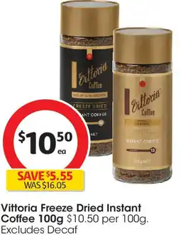 Coles Vittoria Freeze Dried Instant Coffee offer