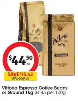 Coles Vittoria Espresso Coffee Beans or Ground offer