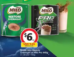Coles Nestlé Milo Restore Overnight or Milo Pro offer