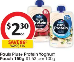 Coles Pauls Plus+ Protein Yoghurt Pouch offer