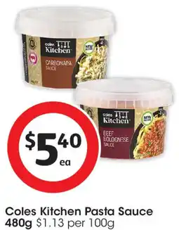Coles Coles Kitchen Pasta Sauce offer