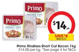 Coles Primo Rindless Short Cut Bacon offer