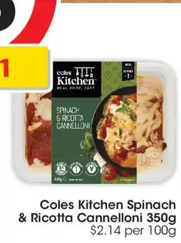 Coles Coles Kitchen Spinach & Ricotta Cannelloni offer