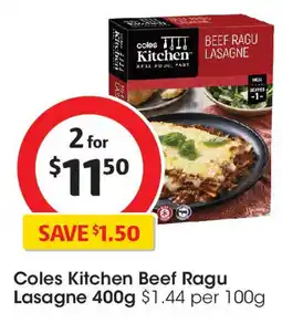 Coles Coles Kitchen Beef Ragu Lasagne offer