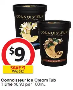 Coles Connoisseur Ice Cream Tub offer