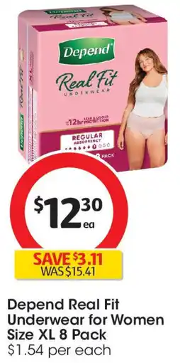 Coles Depend Real Fit Underwear for Women Size XL offer