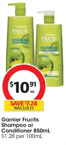 Coles Garnier Fructis Shampoo or Conditioner offer