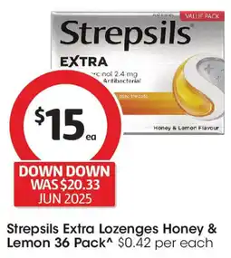 Coles Strepsils Extra Lozenges Honey & Lemon offer