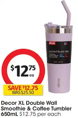Coles Decor XL Double Wall Smoothie & Coffee Tumbler offer