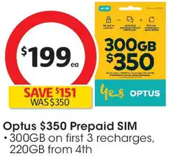 Coles Optus $350 Prepaid SIM offer