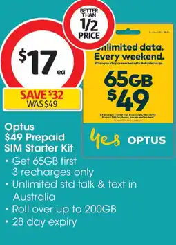 Coles Optus $49 Prepaid SIM Starter Kit offer