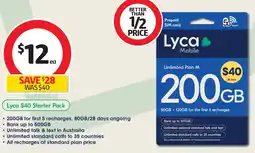 Coles Lyca $40 Starter Pack offer