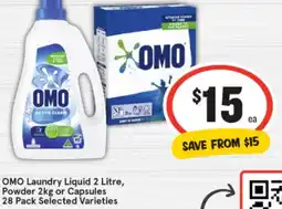 IGA Omo laundry liquid 2 litre, powder 2kg or capsules offer