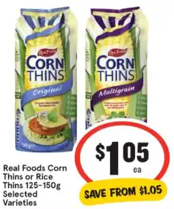 IGA Real Foods Corn Thins or Rice Thins offer