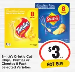 IGA Smith's crinkle cut chips, twisties or cheetos offer