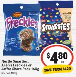 IGA Nestlé Smarties, Allen's Freckles or Jaffas Share Pack offer