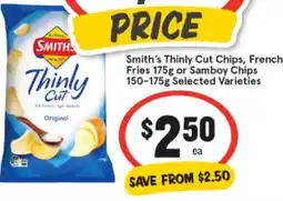 IGA Smith's thinly cut chips, french fries 175g or samboy chips 150-175g offer