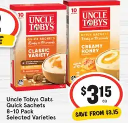 IGA Uncle Tobys Oats Quick Sachets offer