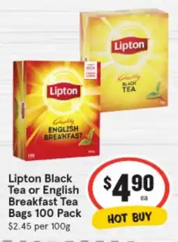 IGA Lipton Black Tea or English Breakfast Tea Bags offer
