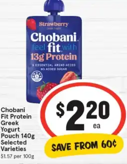 IGA Chobani Fit Protein Greek Yogurt Pouch offer