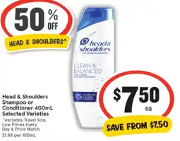 IGA Head & Shoulders Shampoo or Conditioner offer