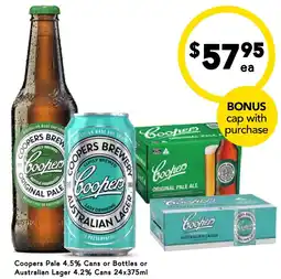 Drakes Coopers Pale or Bottles or Australian Lager offer