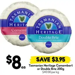 Drakes Tasmanian Heritage Camembert or Double Brie offer