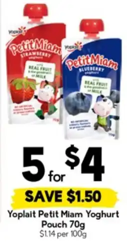 Drakes Yoplait Petit Miam Yoghurt Pouch offer