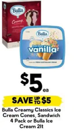 Drakes Bulla Creamy Classics Ice Cream Cones Sandwichor Bulla Ice Cream offer