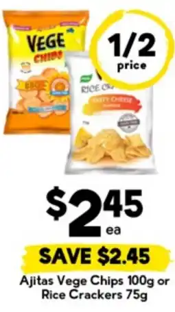 Drakes Ajitas Vege Chips or Rice Crackers offer