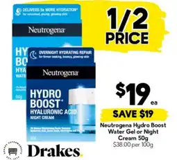 Drakes Neutrogena Hydro Boost Water Gel or Night Cream offer