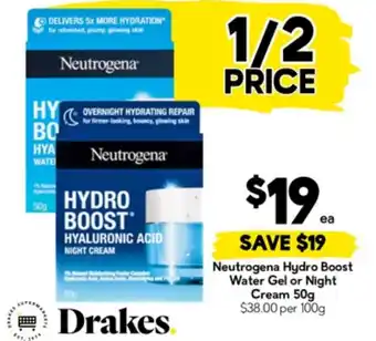 Drakes Neutrogena Hydro Boost Water Gel or Night Cream offer
