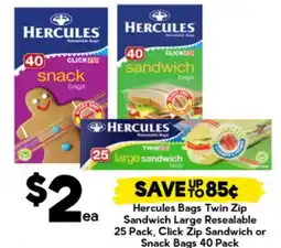 Drakes Hercules Bags Twin Zip Sandwich Large Resealable offer