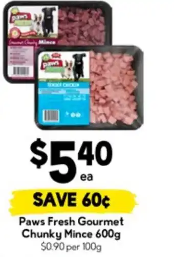 Drakes Paws Fresh Gourmet Chunky Mince offer