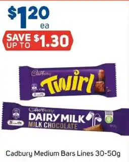 Foodland Cadbury Medium Bars Lines offer