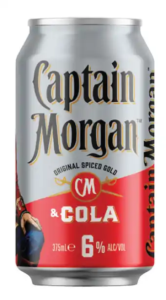 Captain morgan & cola 6% premix cans 375ml 10 pack