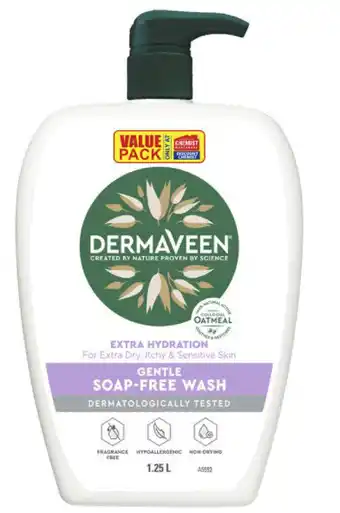 Chemist Warehouse Dermaveen extra hydration gentle soap-free wash 1.25l offer