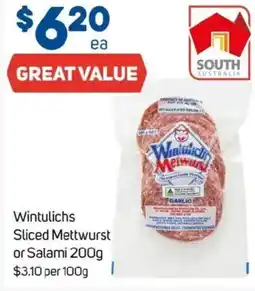 Foodland Wintulichs Sliced Mettwurst or or Salami offer