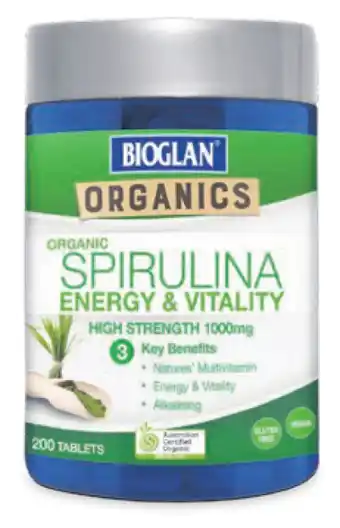 Bioglan organic spirulina energy & vitality 200 tablets
