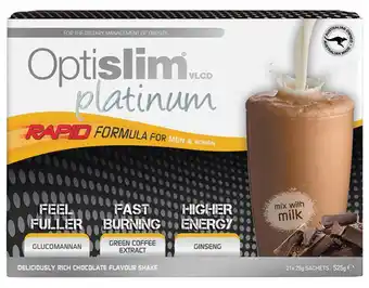 Optislim vlcd platinum chocolate shake 21x25g sachets