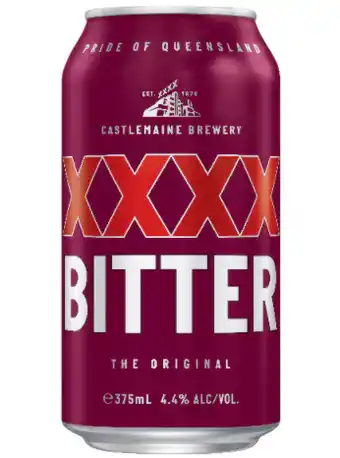 The Bottle O Xxxx bitter block cans 375ml 30 pack offer