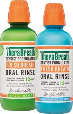 Soul Pattinson Chemist TheraBreath Oral Rinse Mild Mint or Icy Mint 473mL offer