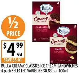 Supabarn Bulla creamy classics ice cream sandwiches offer