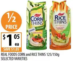 Supabarn Real foods corn and rice thins offer